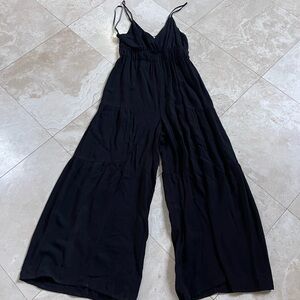 Black Flare Jumpsuit with V-Neck and Empire Waist